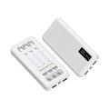 Power bank with detachable cable and light display, black PVC shell, 10000mAh capacity