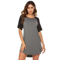 Women's double brushed milk silk nightdress with colour contrast patchwork sleeves