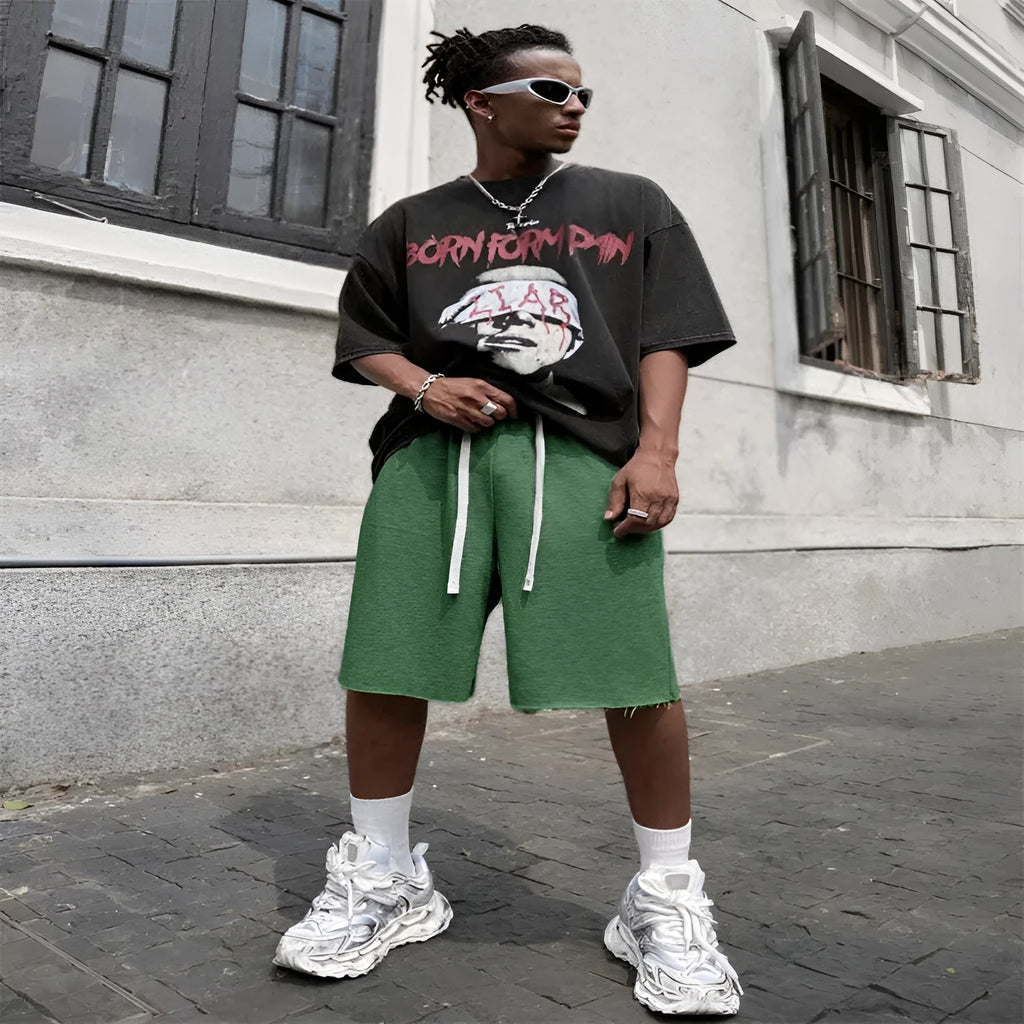 Men's plus size straight leg hip-hop trousers in polyester fabric available in black, light gray and green