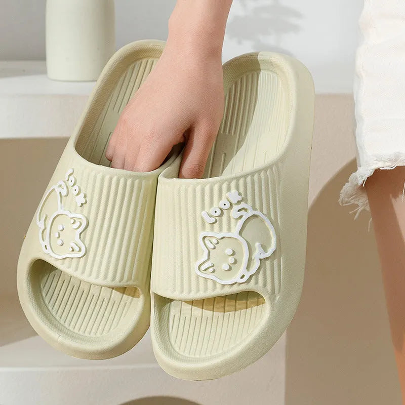 EVA cat platform slippers in various colours showing thick sole and flip-flop design