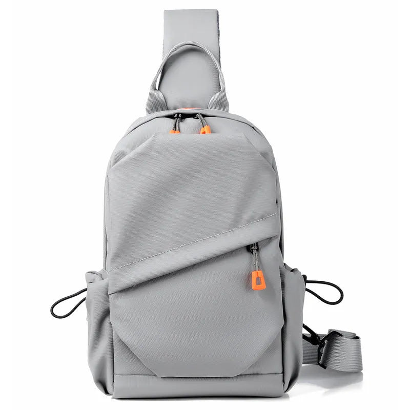 Men's black polyester crossbody bag with waterproof material and minimalist design