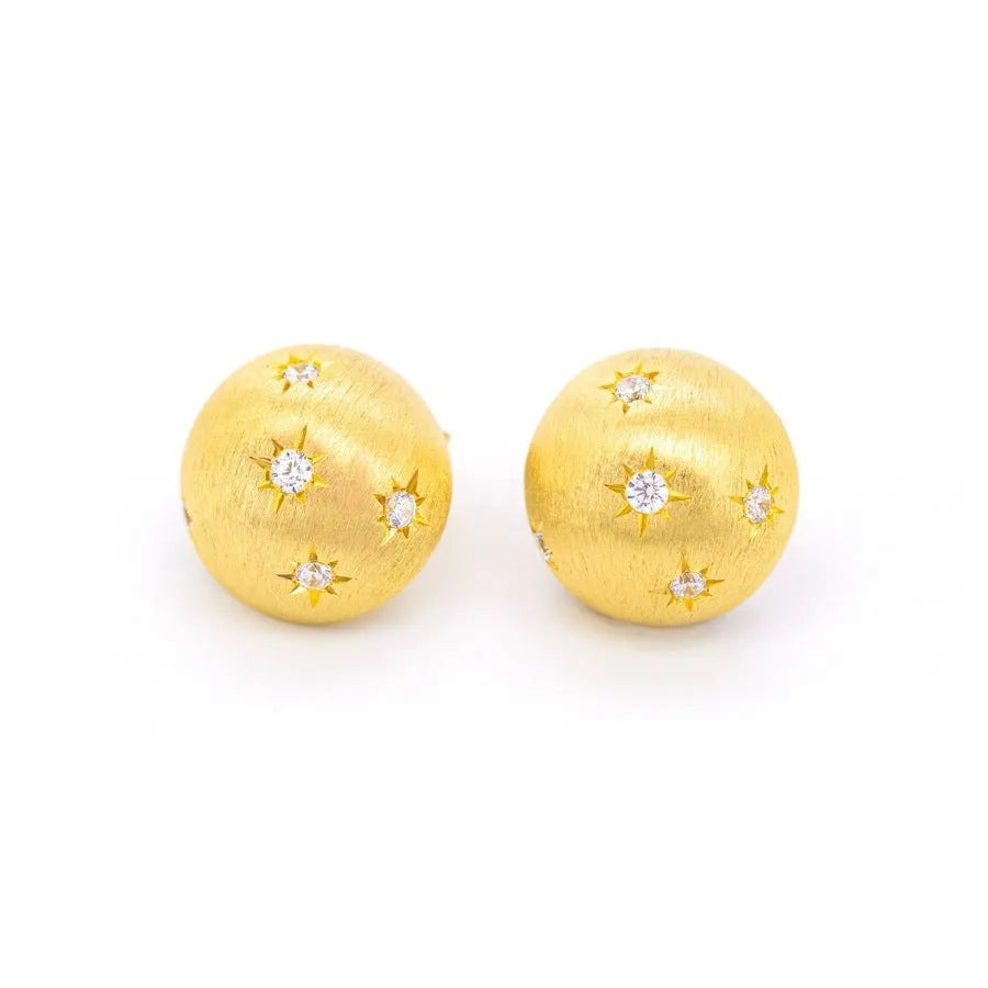 Women's 925 silver brushed asterism stud earrings with French gilding finish