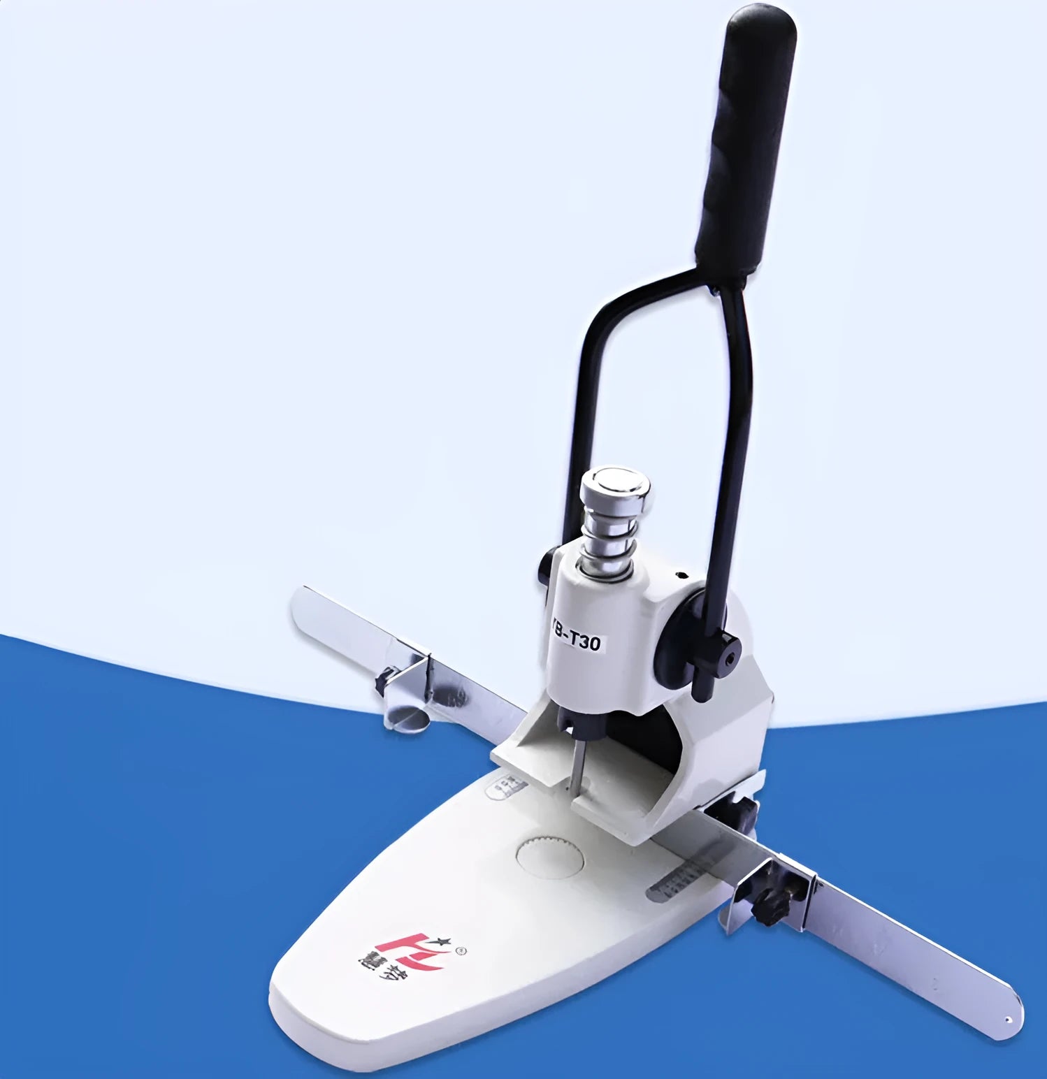 T30 single hole manual punching machine on a desk with adjustable hole pitch and edge distance control