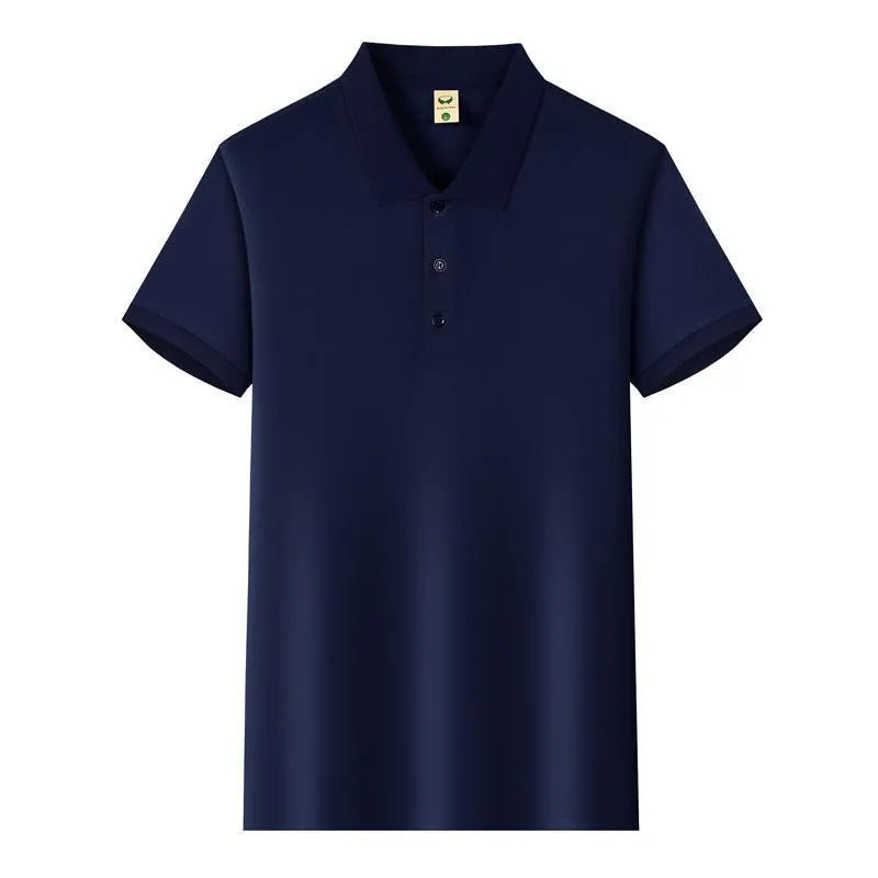 Ice Silk short sleeve lapel business shirt in multiple colours on a hanger.