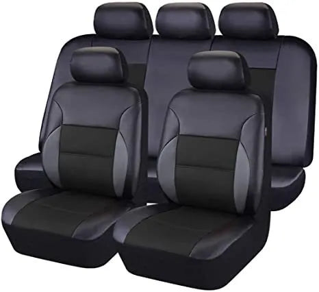 Universal artificial leather car seat cover set in a choice of colours on a car seat.