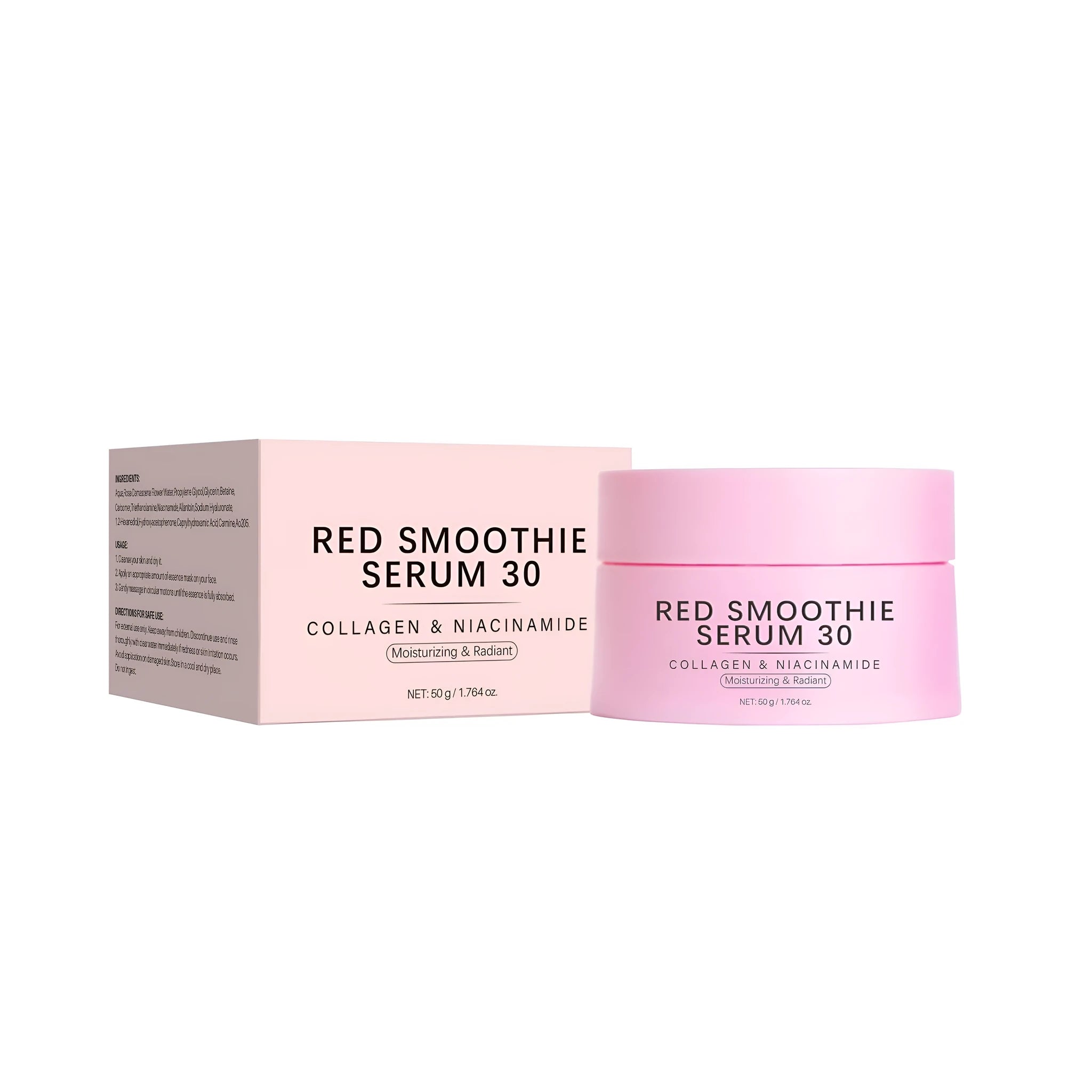Red smoothie facial mask in neutral packaging with 50g net content and FP-E009 specification