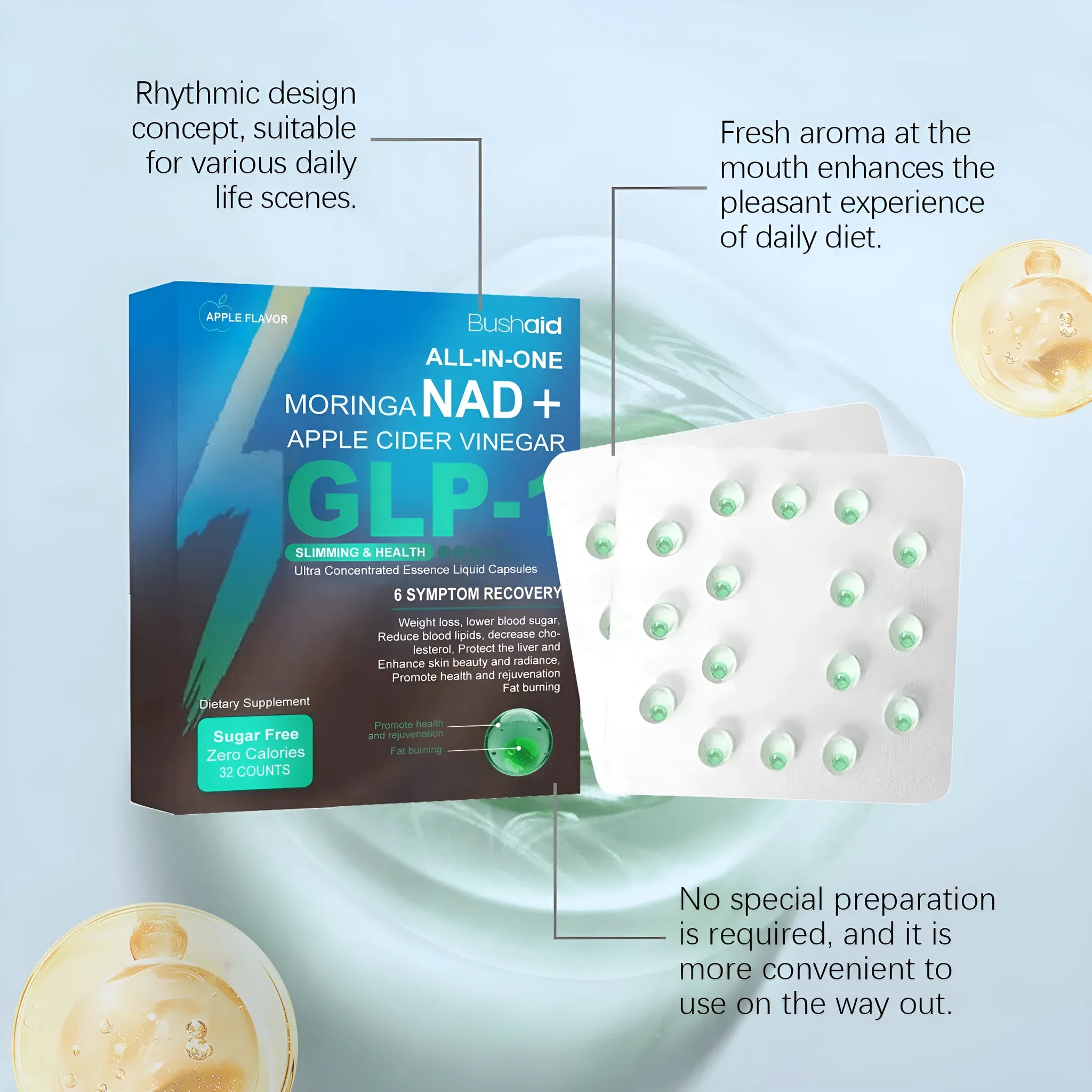32 count pack of gelatin-encapsulated probiotic beads for intestinal health and digestion support