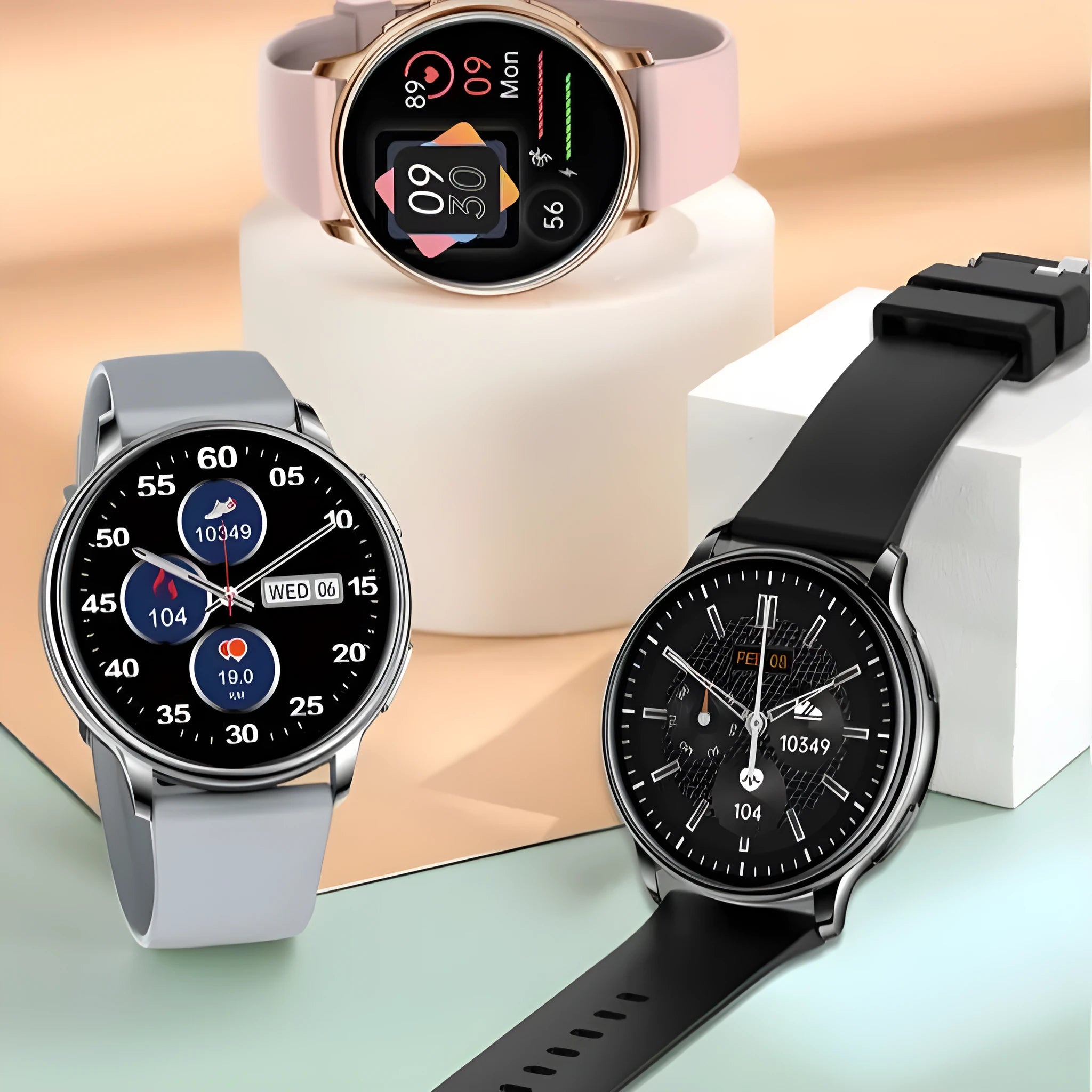 Smart watch with heart rate blood oxygen blood pressure body temperature monitoring TFT screen in black colour
