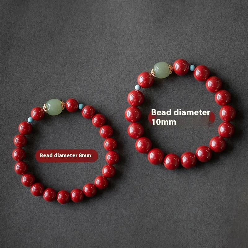 Purple gold sand cinnabar bracelet with geometric elliptical beads in 6mm, 8mm, or 10mm sizes.