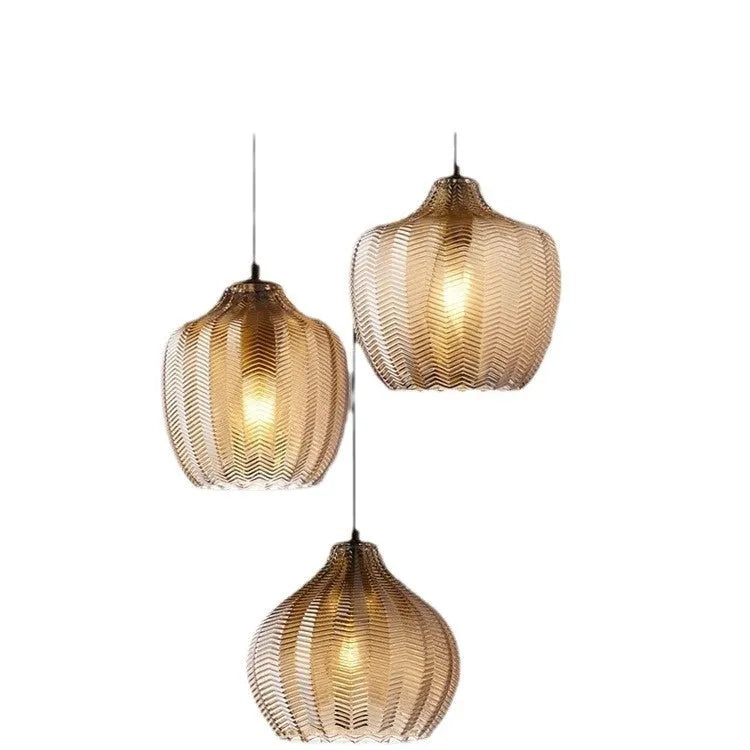 Single-head glass chandelier in cognac colour for stair or bedroom 220V light luxury style