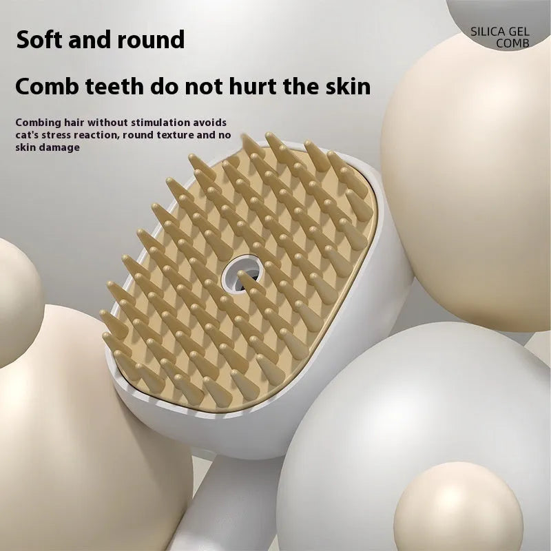 Electric massage spray pet comb in blue ABS with soft teeth, 17.7 cm size
