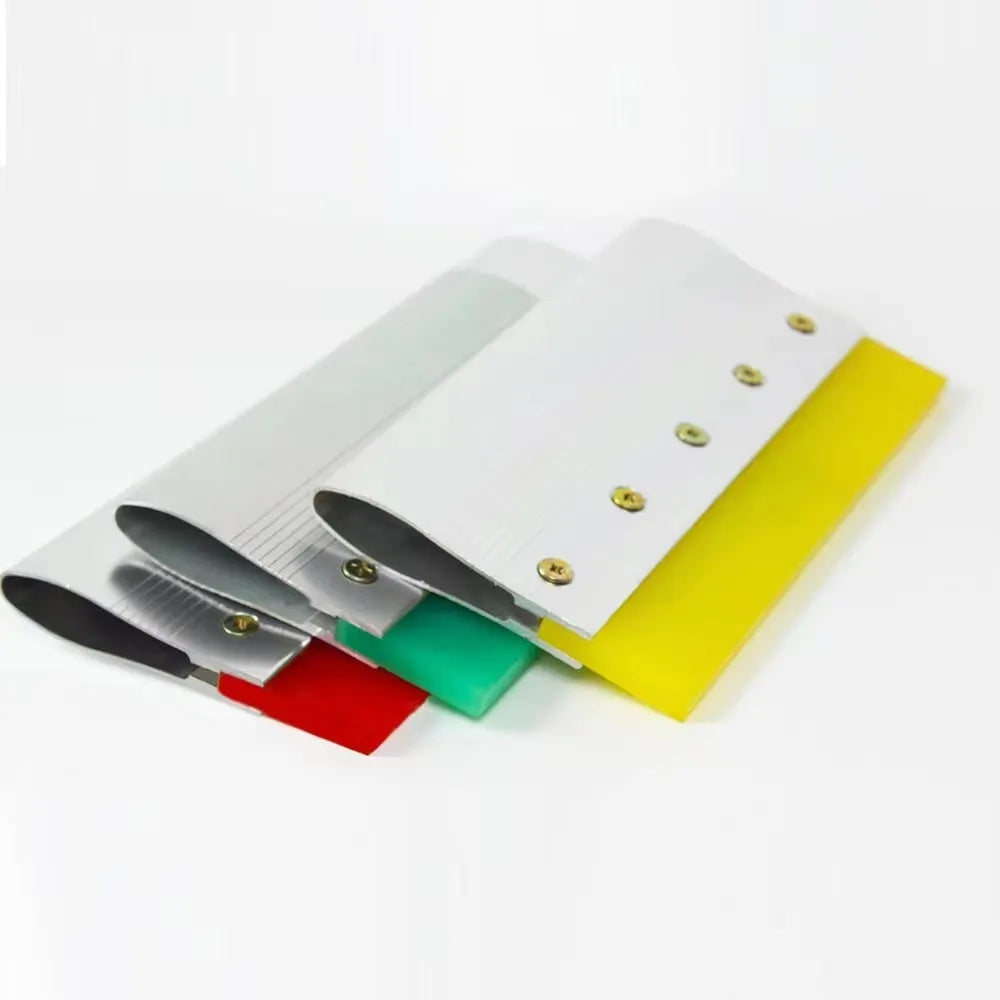 Green aluminium alloy scraper tool showing 50cm length and 10cm wide blade with metal handle