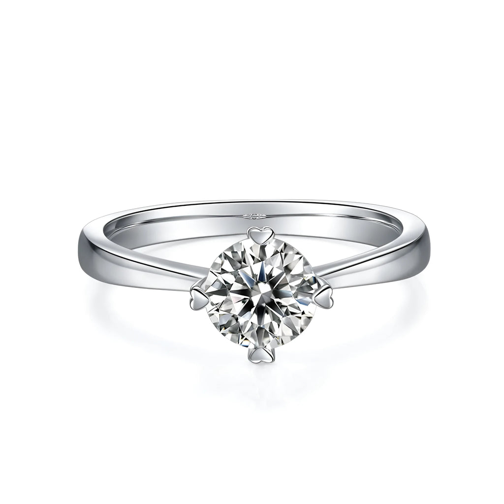 1-carat moissanite wedding ring set in S925 silver with platinum plate, gift box packaging, ring sizes 5-9