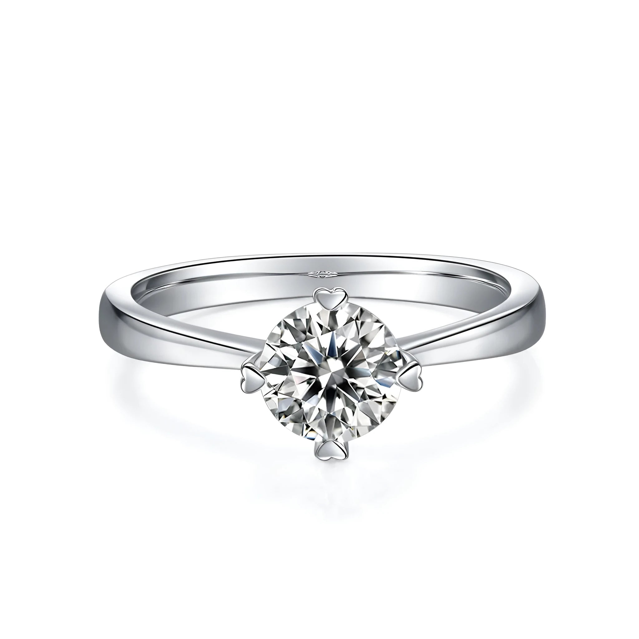 1-carat moissanite wedding ring set in S925 silver with platinum plate, gift box packaging, ring sizes 5-9