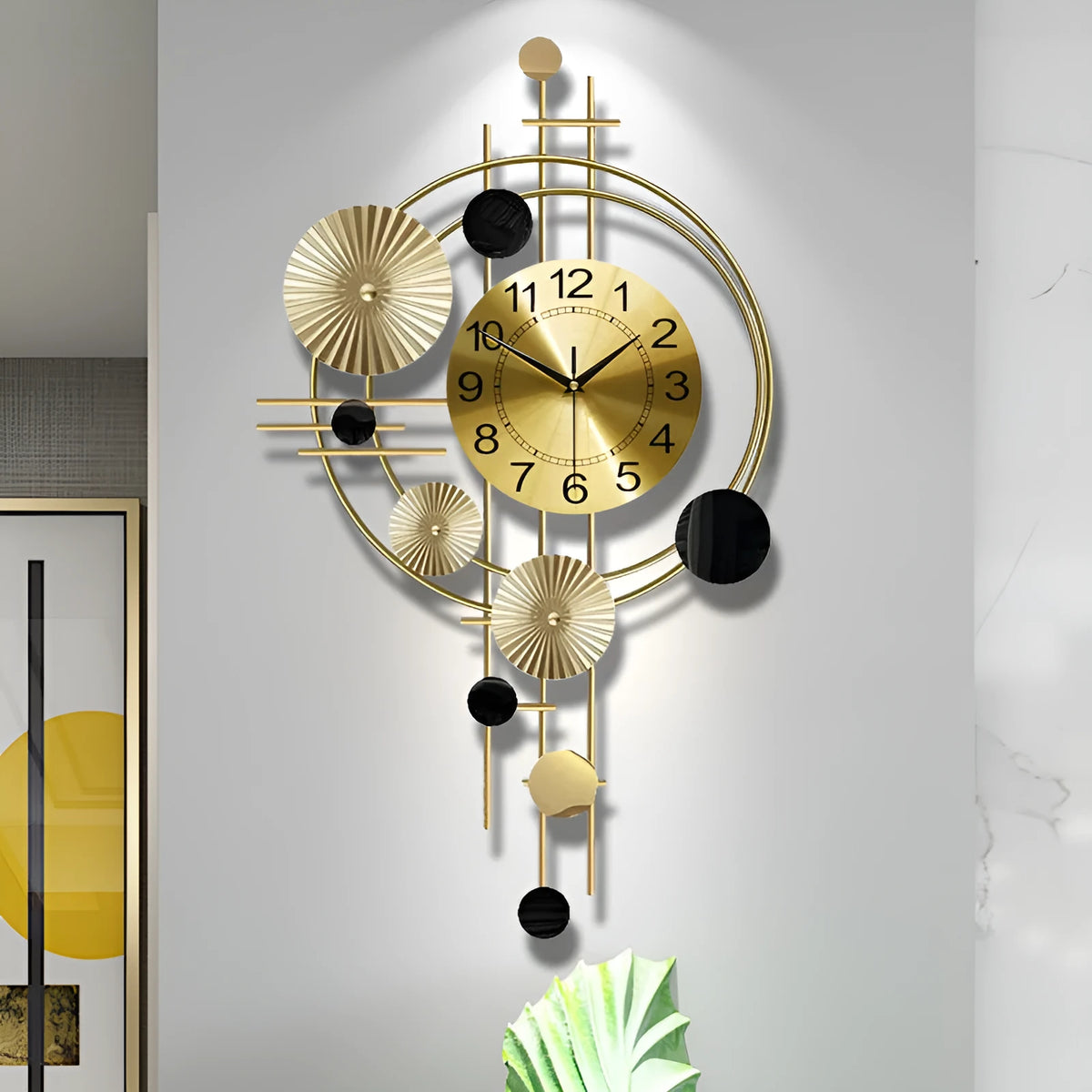 Gold iron small wall clock A2616 with silent mute mechanism for home decoration