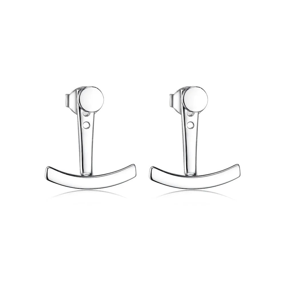 925 sterling silver geometric U-shaped smile earrings with diamond-embedded gang drill elements, four style options