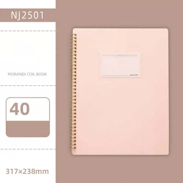 Morandi colour A4 coil file folder bag with 20 sheets, PP material, 31.7x23.8cm