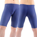 Men's green and navy blue quick-drying nylon swimming trunks with loose anti-embarrassment design