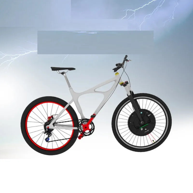 Black alloy bicycle rear wheel hub motor for electric bike conversion, shown next to a standard hub.