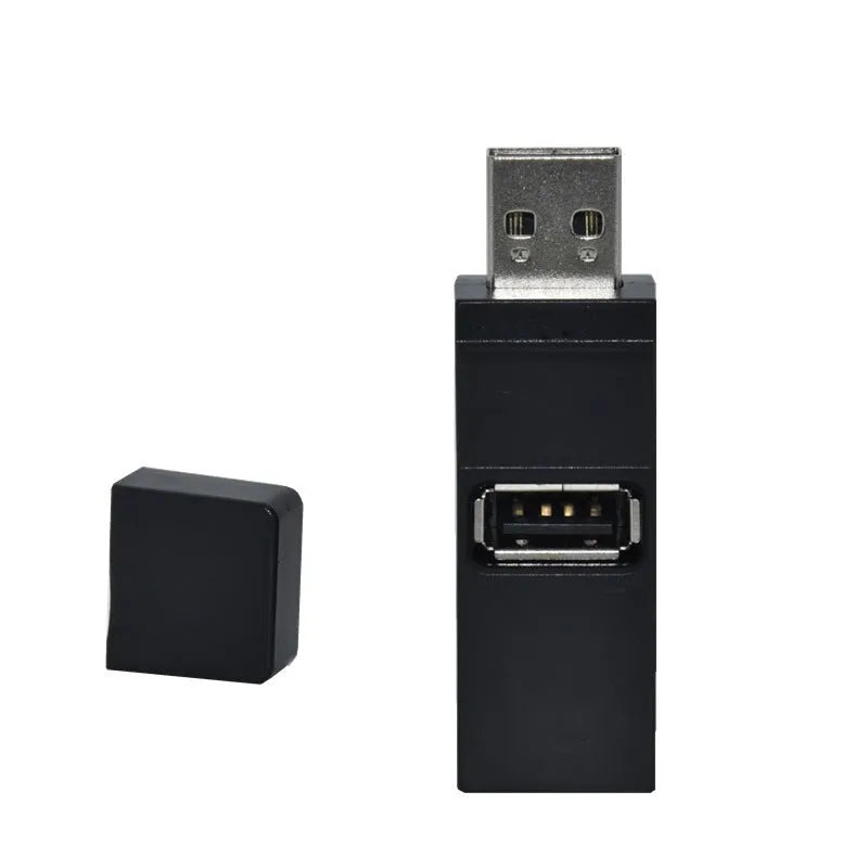 USB 2.0 mini portable splitter hub in black colour with 480Mbps speed