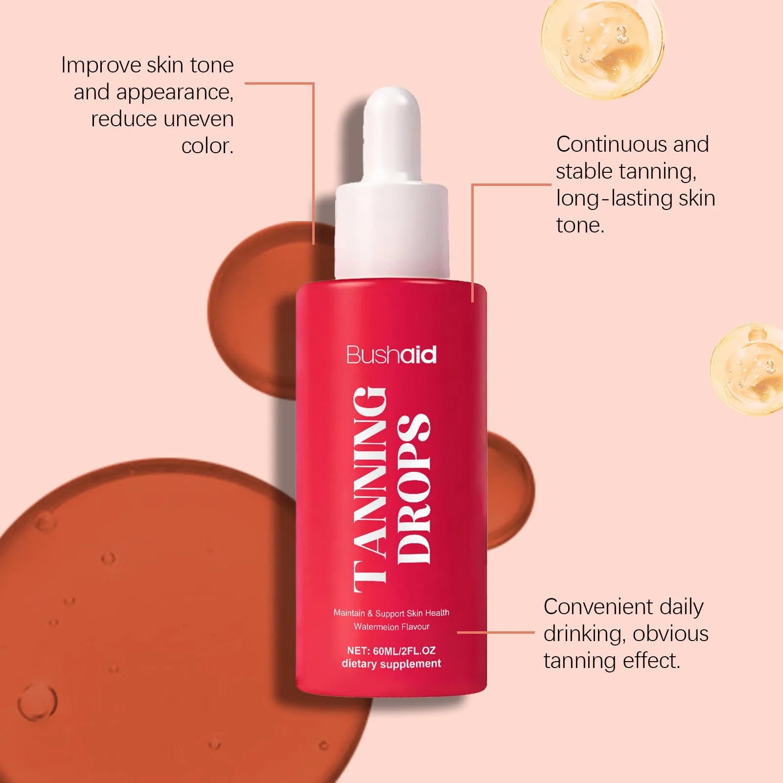 60ml natural black spot corrector serum dropper bottle with mint and watermelon extracts
