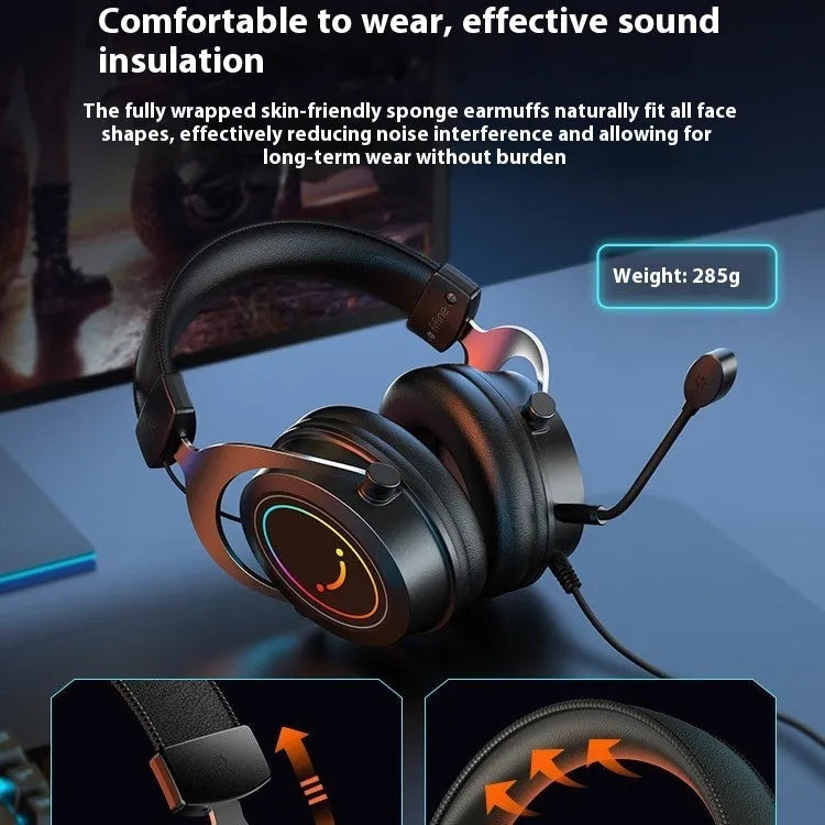 H3 black wired gaming headset for e-sports with 4D sound effect and zero latency