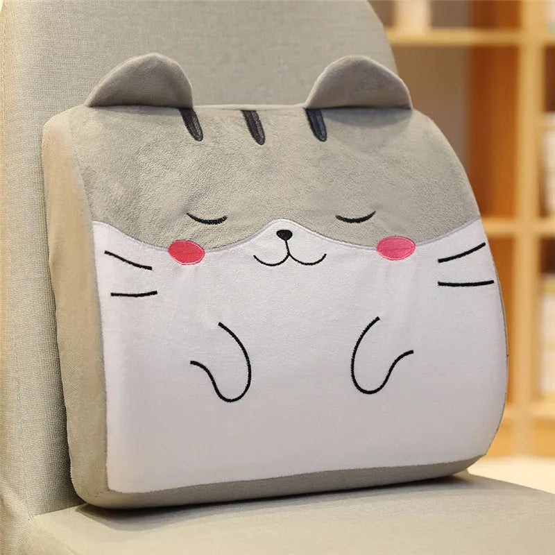 Cartoon memory foam seat back cushion with removable cover, shown in Pink Unicorn design.