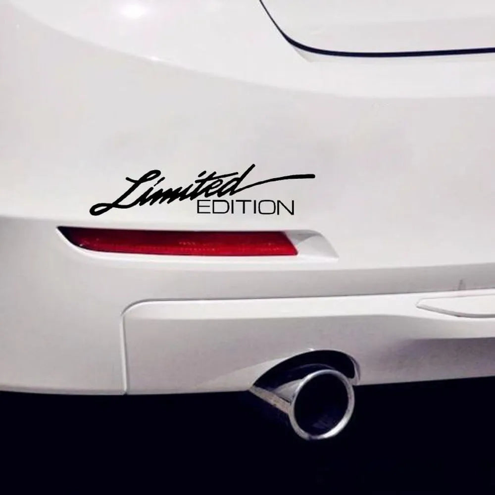 Reflective plastic bumper sticker with English text, shown in black, white, and colourful options.