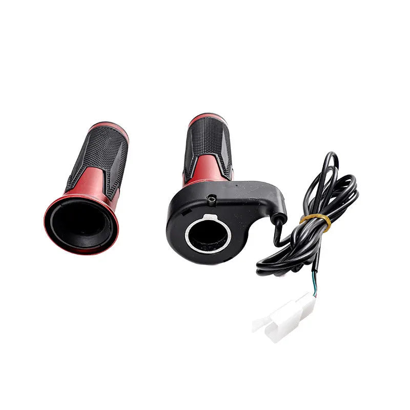 Three-speed rotating plastic handle for three-wheel electric vehicle acceleration control, with 3-wire plug connector.