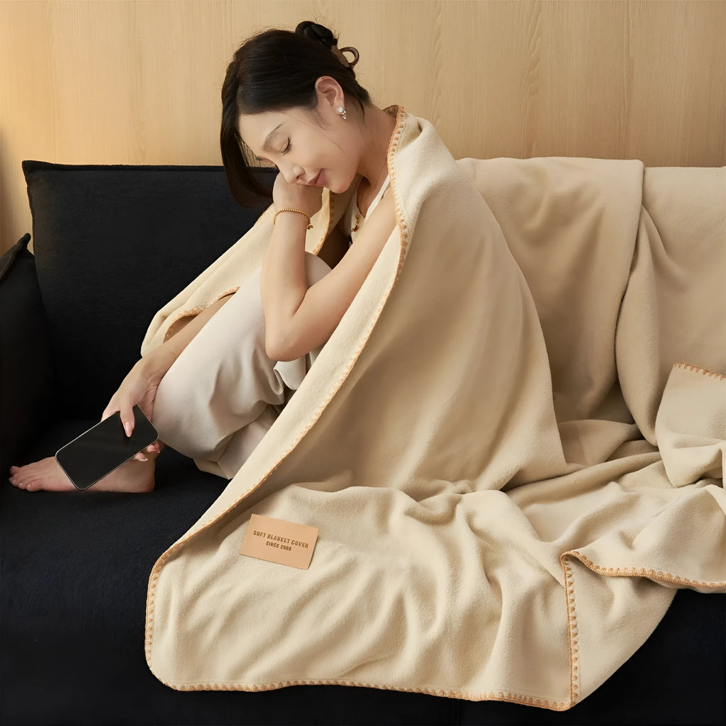 Class A alpaca fleece fibre blanket in camel, white, pink, gray or blue, warm soft no-lint throw for office nap