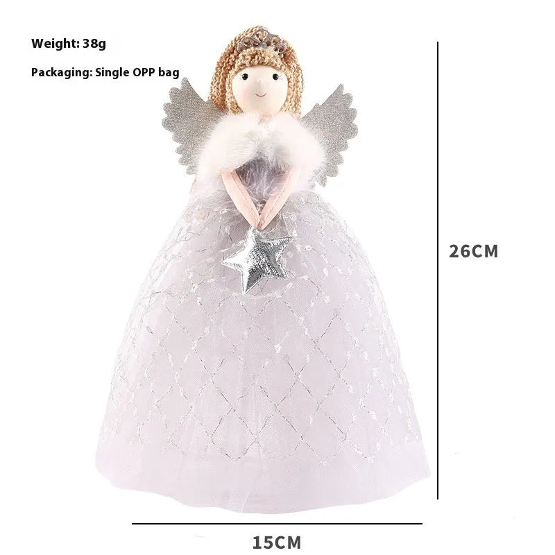 Gold and light grey non-woven fabric angel doll ornaments measuring 26x15cm