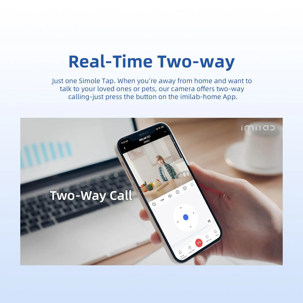 IMILAB C21 white indoor security camera with 2.5K resolution and 360° view