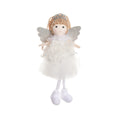 Cartoon angel girl cloth hair pendant with crown and high ponytail in white, pink, and khaki.
