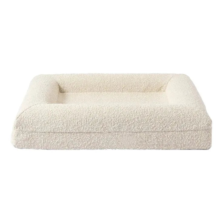 Beige rectangular cloth dog bed sofa in four sizes for medium and large breed pets.