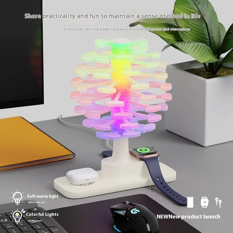 Spiral tree design LED table lamp with geometric modelling for modern home decor