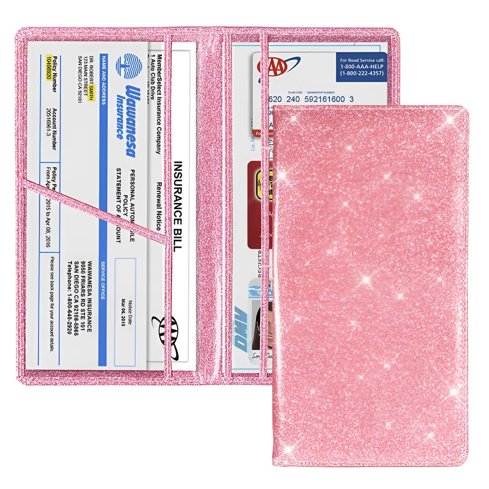 PU leather car registration document wallet with clear window in multiple colour options