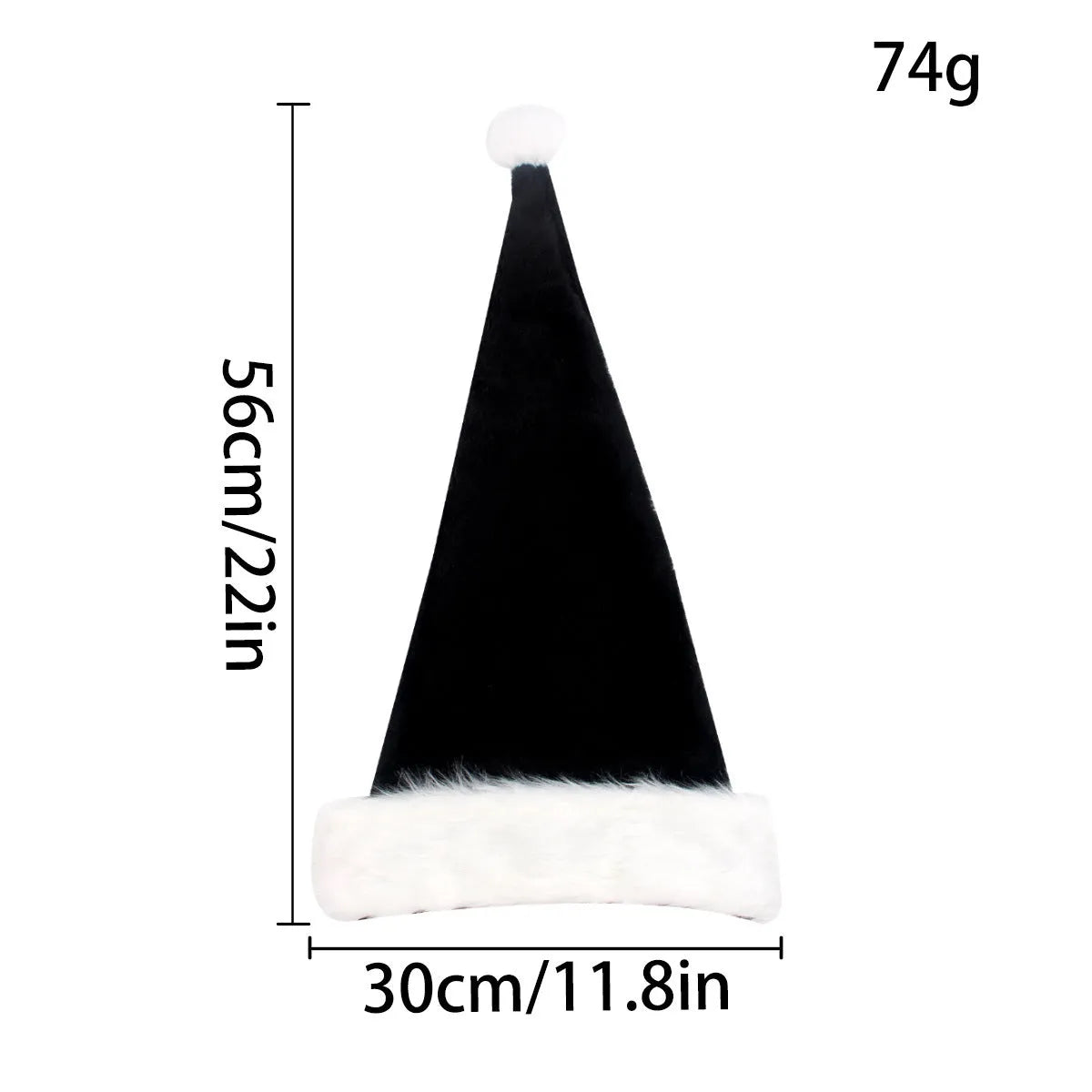 European-style plush polyester Christmas hat in red and black colour option