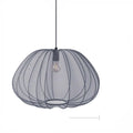 Japanese style branch pendant ceiling lamp in iron, shown in a grey-blue finish with LED lights illuminated.
