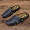 Muller low-top cowhide slip-on shoes with sewn rubber sole, round toe, solid colour, sizes 38-46