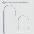 Simulated mouse tail cat toy with long silicone tail and cat head handle for interactive pet play