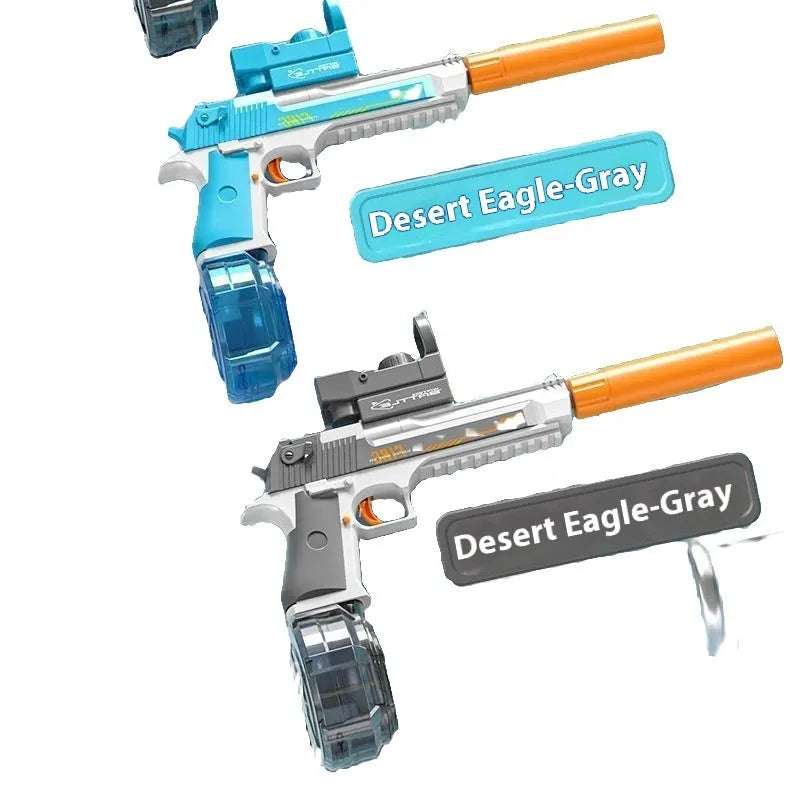 Electric water gun with fire light effect in blue, plastic water toy for teenagers