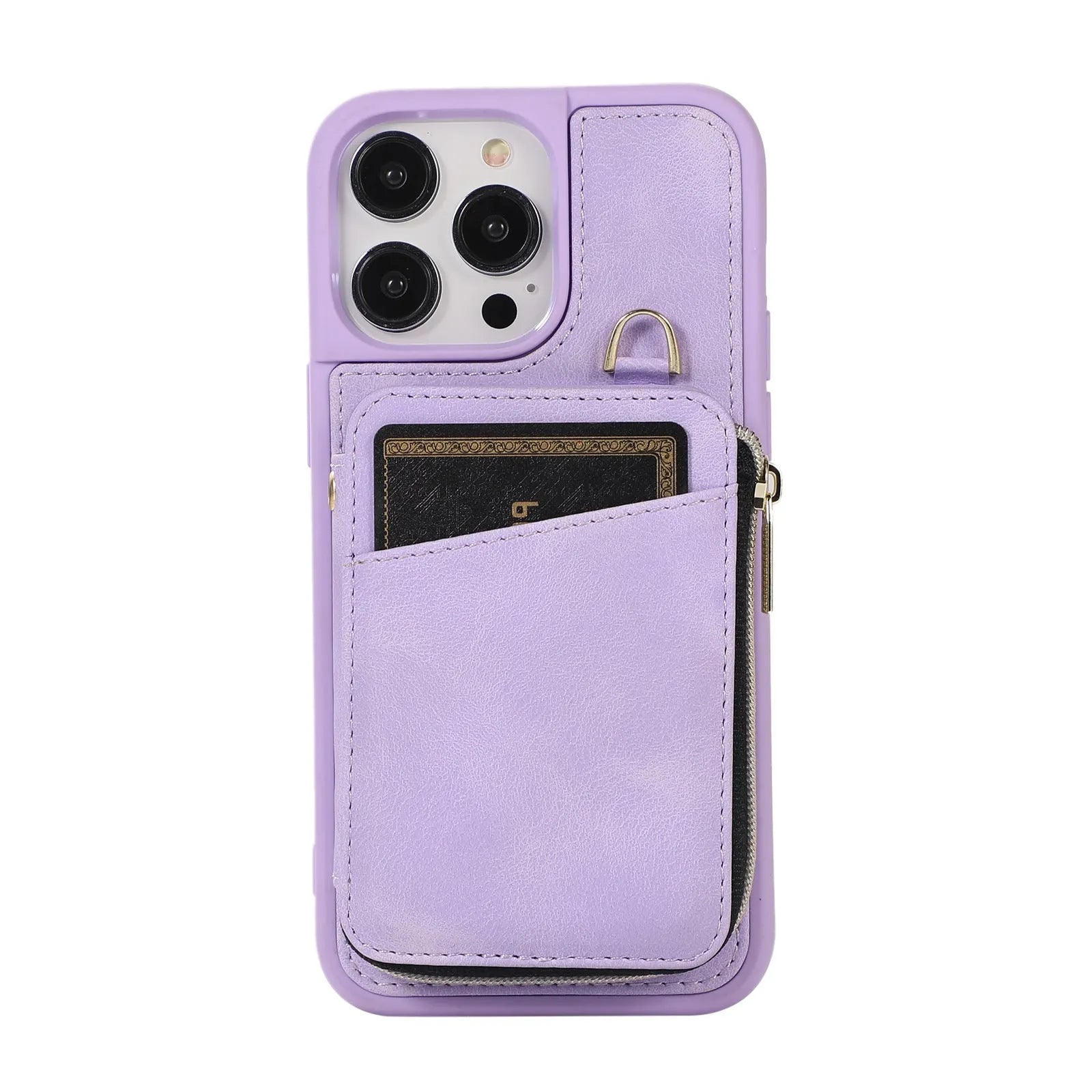 Creative leather style wallet phone case with card slots, lanyard, and bracket in brown for iPhone 14 Pro Max