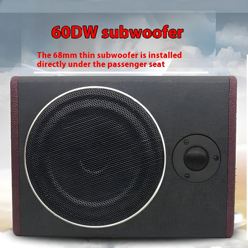 High-power 12V 8-inch car audio ultra-thin subwoofer with wooden enclosure and PU leather exterior