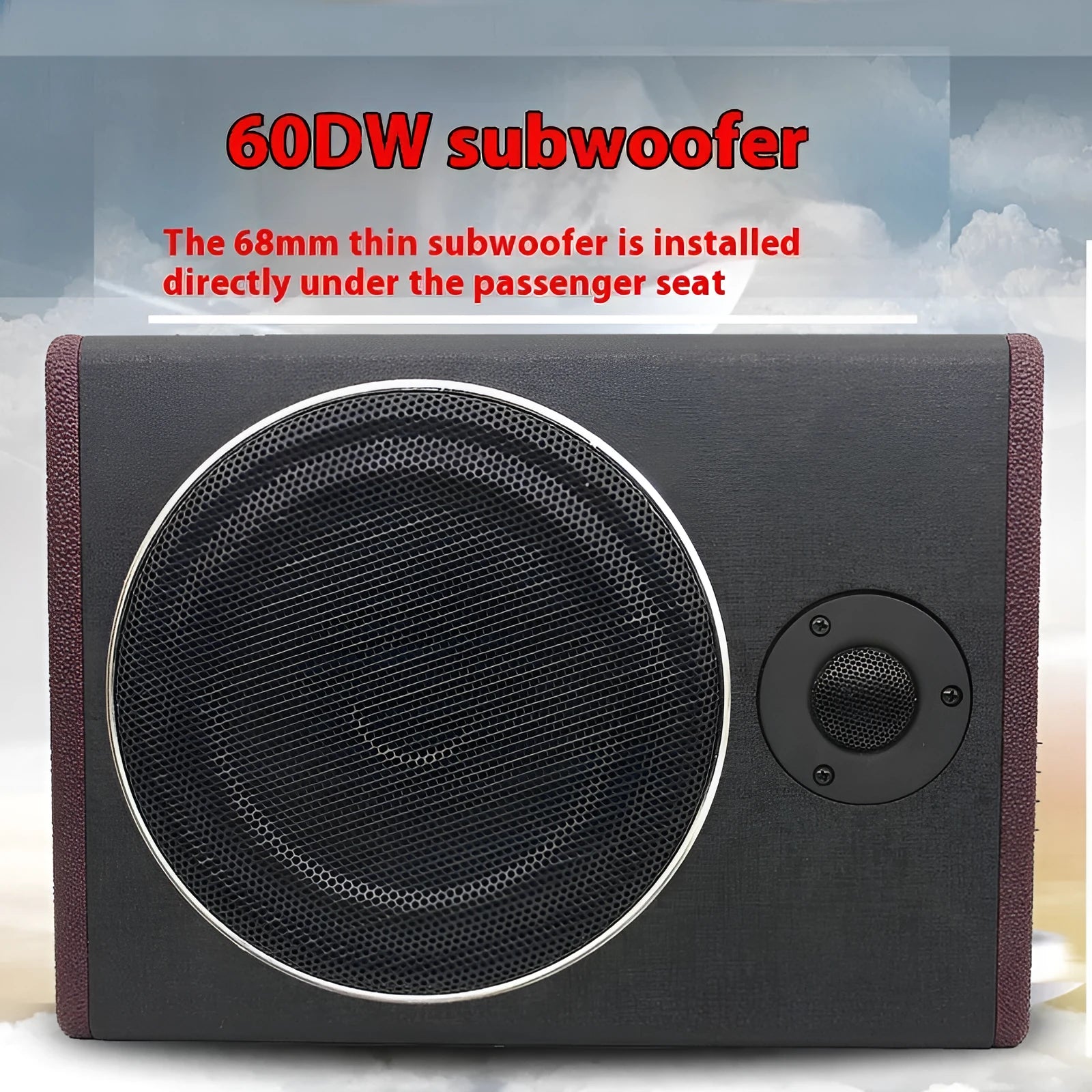 High-power 12V 8-inch car audio ultra-thin subwoofer with wooden enclosure and PU leather exterior