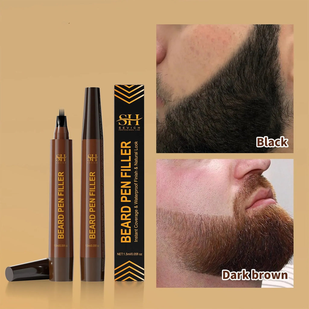 Men's sweatproof waterproof beard and eyebrow pencil in black and dark brown shades
