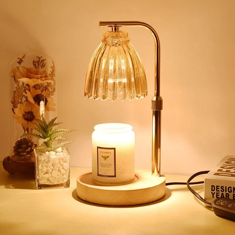 French retro fragrance table lamp in striped champagne gold with dimming and UK plug option