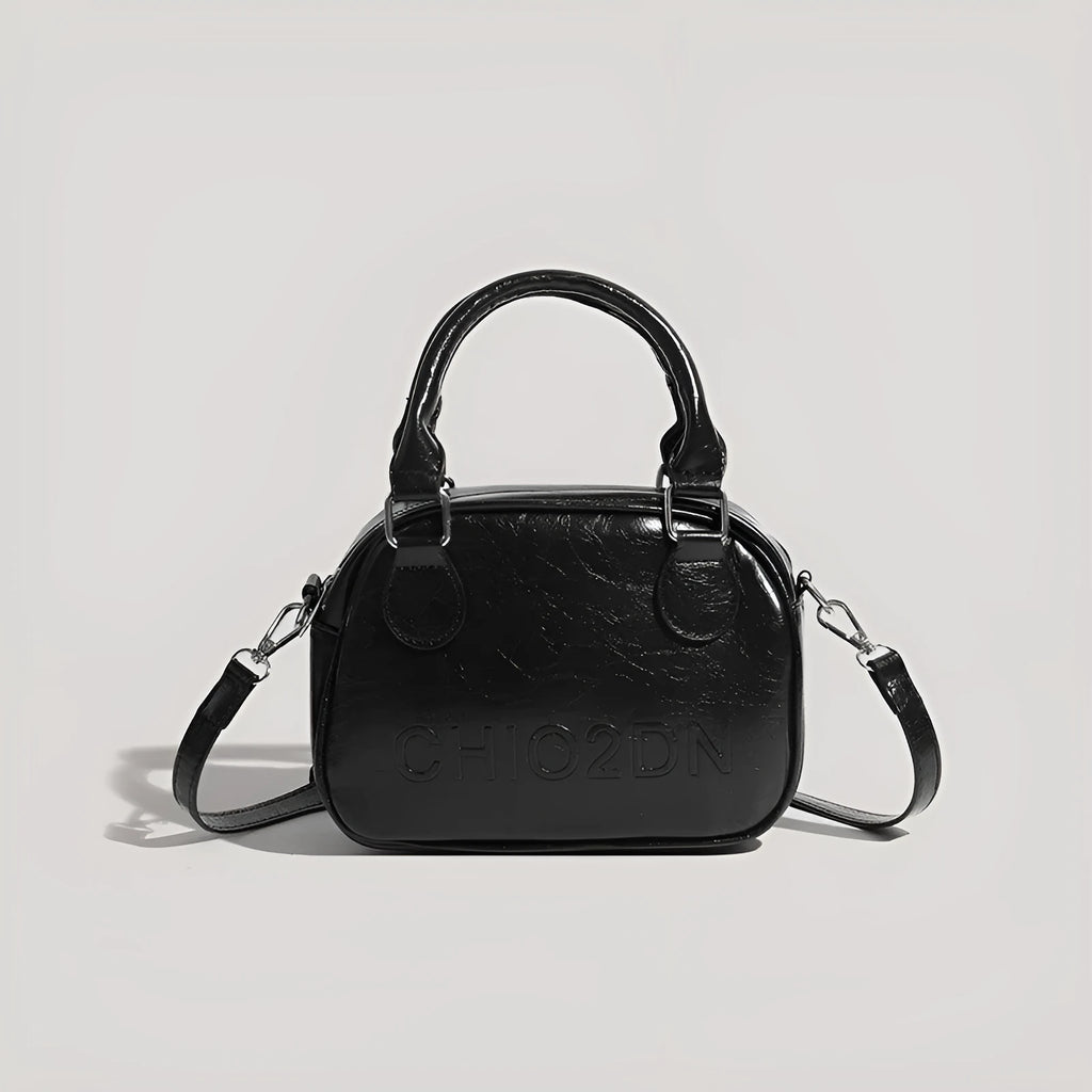 Retro easy matching shoulder crossbody bag in black or brown with letter and stitching design