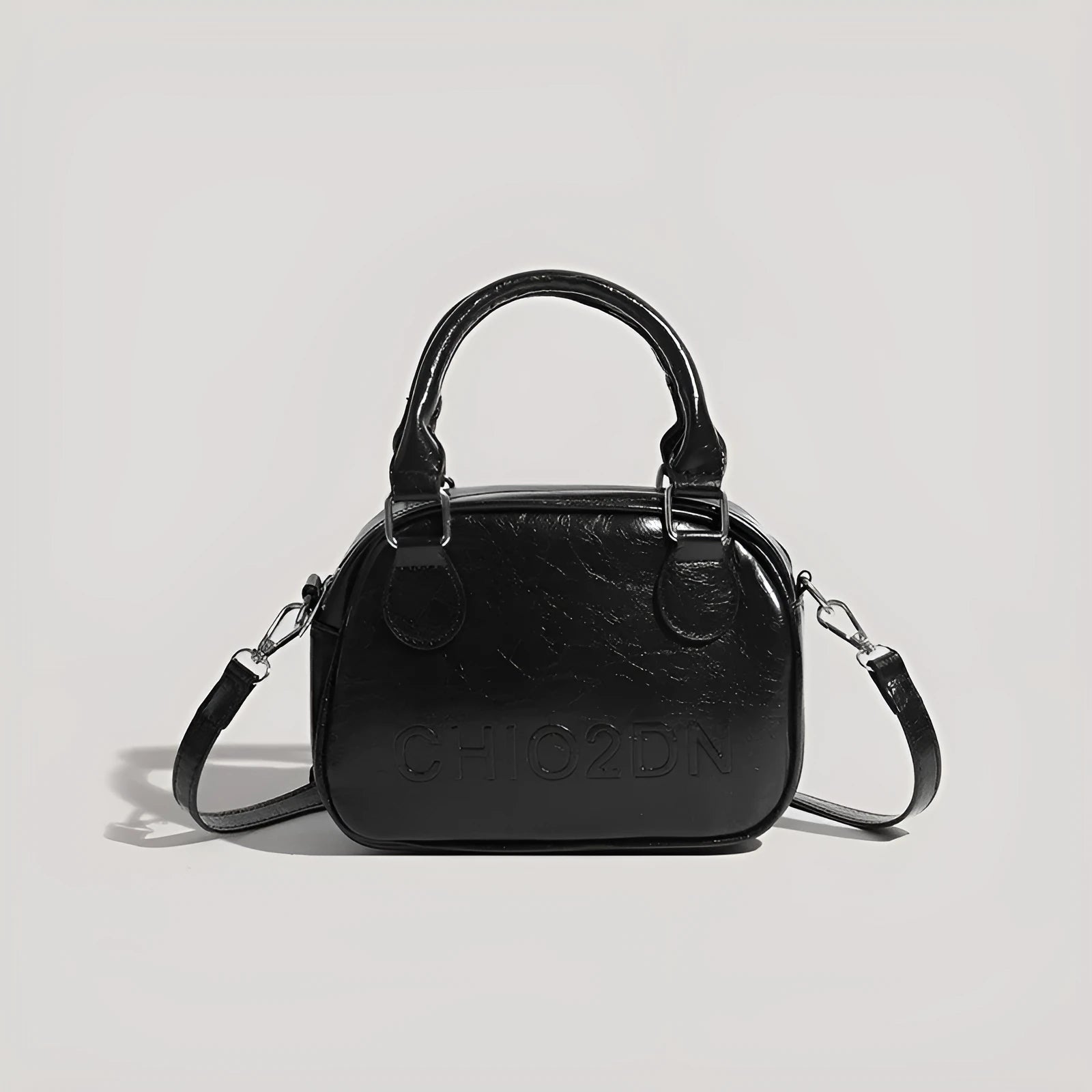 Retro easy matching shoulder crossbody bag in black or brown with letter and stitching design