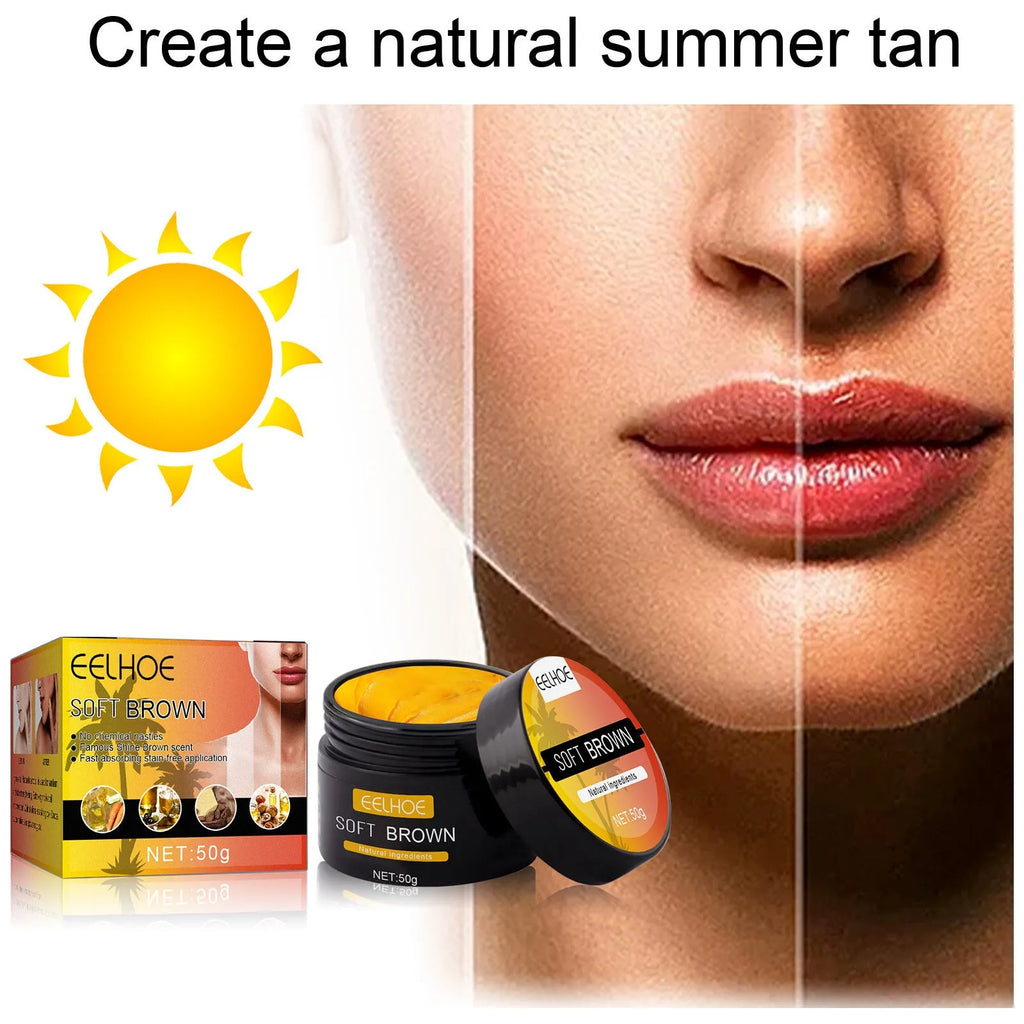 Wheat complexion body tanning cream in 50g pot with compact 5.3cm dimensions