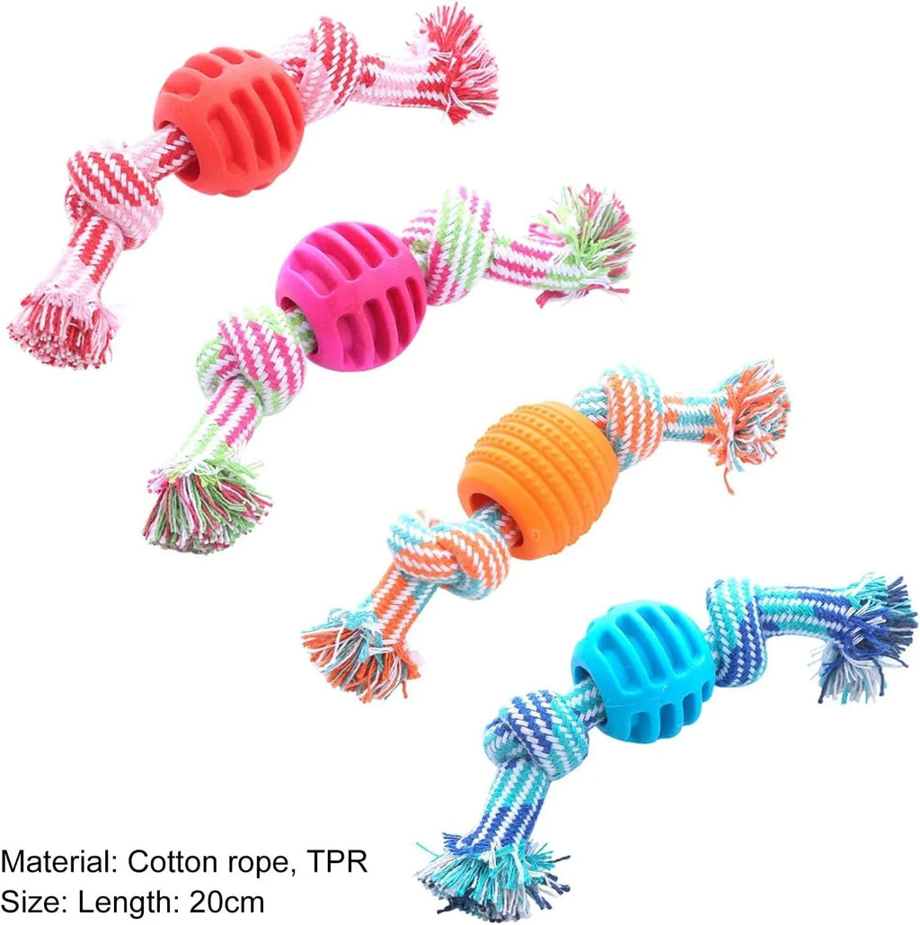 Blue dog chew toy with rope texture for cleaning teeth and protecting oral health.
